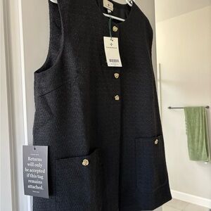 Tuckernuck Black Textured Vest with Gold Accents